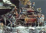 The Ausf G in place on the diorama, its turret at the ten o'clock position.