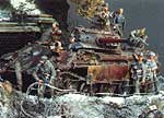 The Ausf G in place on the diorama, its turret at the ten o'clock position.