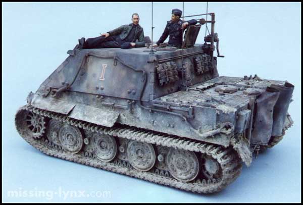 Mud is also added from XF-57, sand and static grass cut with water. Pastels finish the model off.