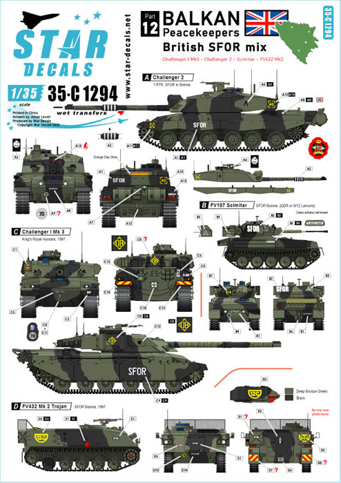 Star Decals Item No. 35-CC1278 - Middle East 1950s Egypt Tanks and 