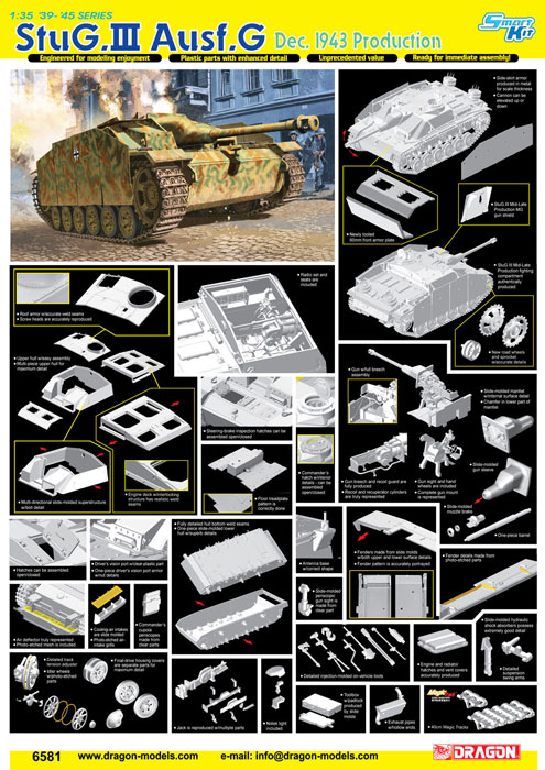 6620 Dragon 1/35 Scale StuG.III F/8 Early Production Parts Tree B from Kit No 